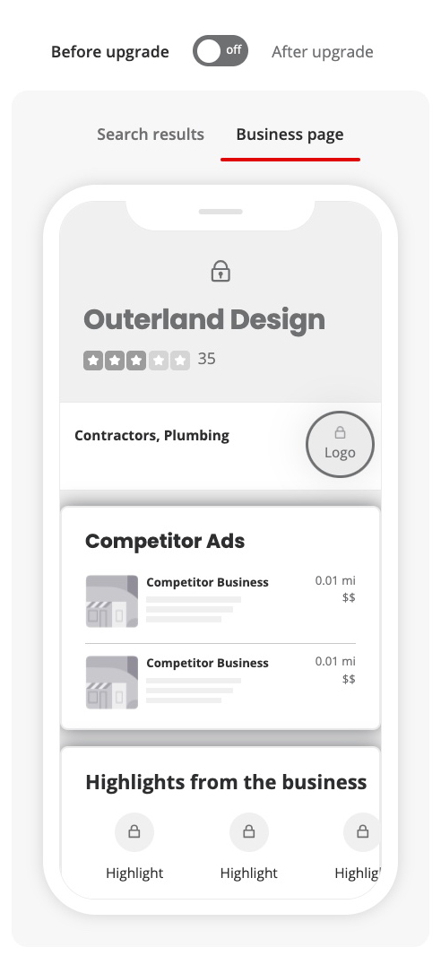 Interface customization for business on Yelp