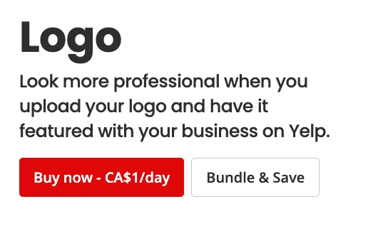 screenshot of adding logo to the page on yelp