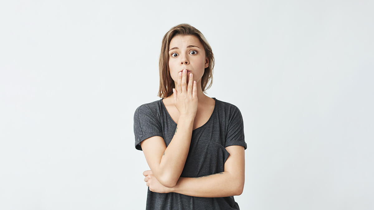 girl shocked by what she is seeing.