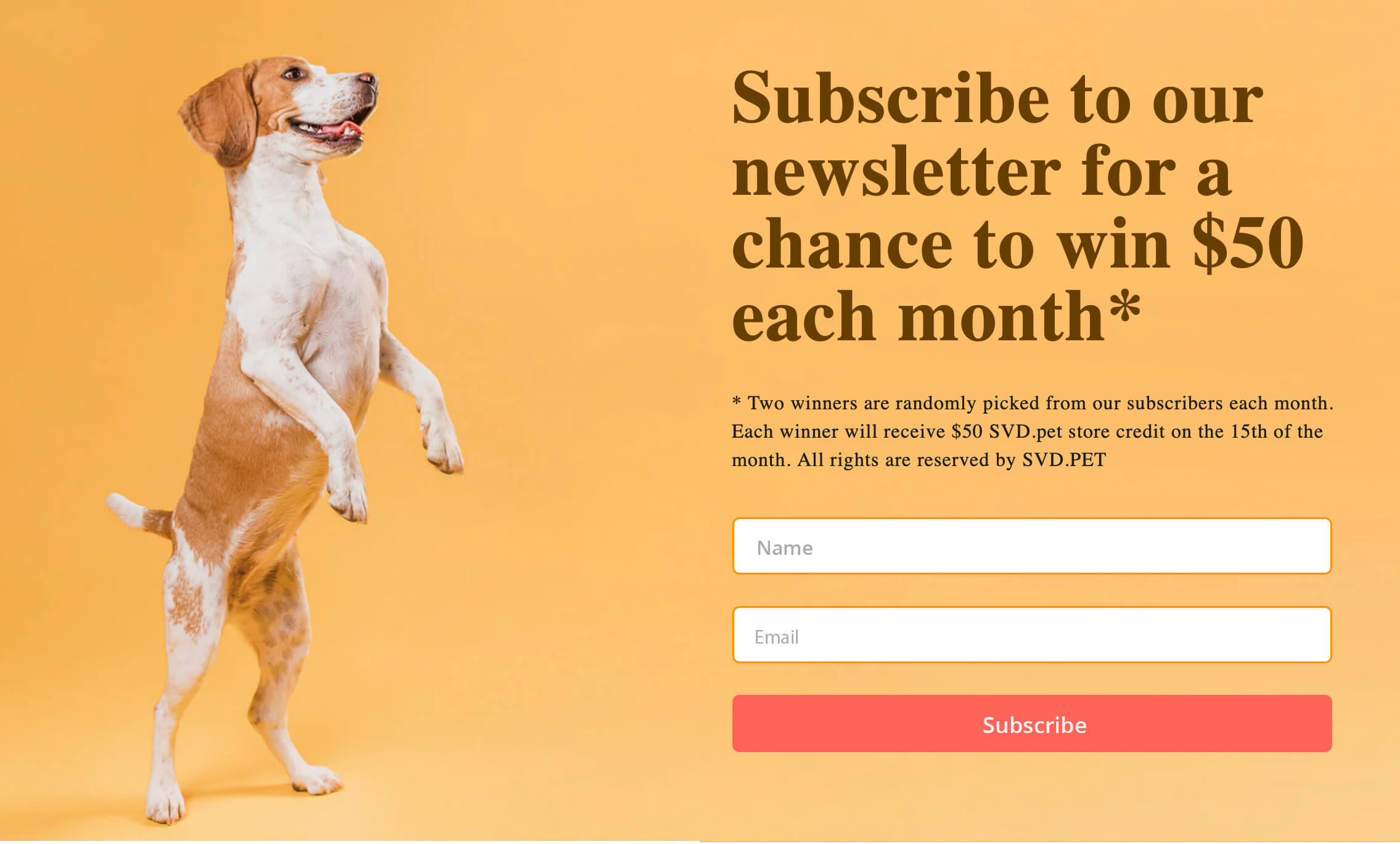 svd.pet signup form design