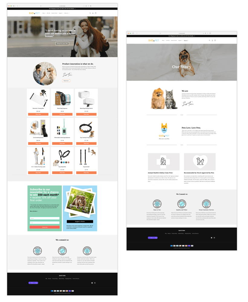 svd.pet page layout design